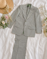 Vintage 1970s Filene’s Baspel Designs Plaid Wedding Suit Mens 2 Piece picture
