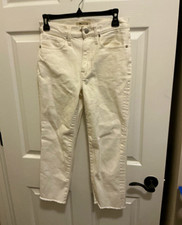Madewell Women’s Straight Jeans White Light Wash Denim 5-Pocket Button 24 picture