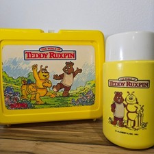 Vintage 1985 Teddy Ruxpin Lunchbox w/ Thermos Yellow Alchemy II Thermos Brand picture