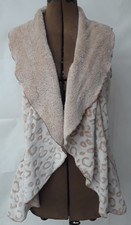 Share VINE STREET USA Cheetah Faux Fur Cream Fleece Vest with Shawl Collar Small picture