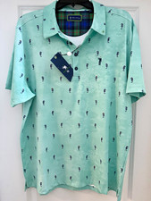 William Murray Men's L Green/Blue Seahorse Graphic Print Short Sleeve Golf Polo picture
