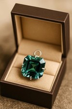 24 Ct A++ Natural Green Sapphire Asscher Cut 925 Solid Silver Pendant Gemstone picture