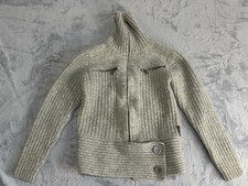 Vintage AX Armani Exchange Y2K Lambswool Ribbed Sweater Jacket Gray Womens XS M picture