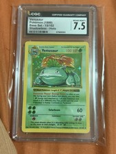 1999 Pokemon TCG Venusaur 15/102 Base Set Shadowless Holo Rare CGC 7.5 picture