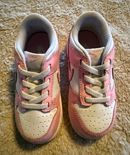 Nike Dunk Unisex Kids Pink/White Leather Low Top Lace-Up Sneaker US 8 FB9107 picture