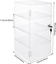 Removable Clear 4-tier Acrylic Display Case W/ Lock Key Display Case W/ Shelves picture