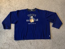 VTG Disney Tigger Sweatshirt XL Blue Fleece Pullover Stitched Graphic Logo Y2K picture