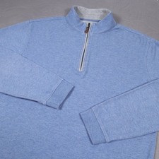 Johnnie-O 1/4 Zip Pullover Mens Medium Blue Long Sleeve Knit Casual Cotton Blend picture