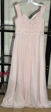 NWT-Azazie B'maid Off Shoulder Front Slit Ruched Bodice Dress Blush Pink)-Sz 14 picture