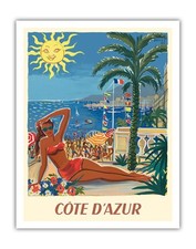 Côte d’Azur (The French Riveria) - Vintage Travel Poster by Hervé Baille c.1949 picture