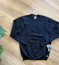 Vintage Russell Athletic crewneck sweatshirt USA NWT Black Med Blank Deadstock picture