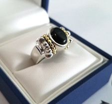 LAGOS - Caviar 18K Gold & Sterling Silver Black Onyx Fluted Ring - 5 - Pristine picture
