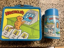 1982 Heathcliff Metal Lunchbox with Thermos Vintage 80s picture
