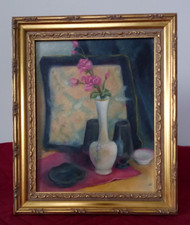 Hand Painted Still Life Oil on Canvasboard 8 by 10 with Gold 10 by 12 Frame picture