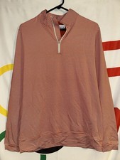 NWT Southern Point Co 1/4 Zip Pullover Mens Medium Orange Striped Golf Stretch picture