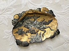 Antique Japanese Mixed Metal Trinket Dish Samurai on Horseback RARE picture