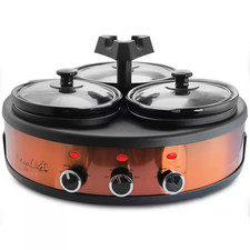 Triple 4.5 Qt. Copper Slow Cooker with Glass Lids picture