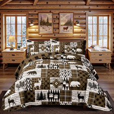 3 Piece Cabin Full/Queen Quilt Sets Farmhouse Rustic Reversible Microfiber Soft picture