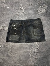 Vintage Y2K Cyber Grunge Denim Cargo Mini Skirt Utility Multi Pocket Skirt 27 picture