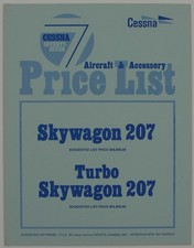 Cessna Aircraft Skywagon 207 1977 Aircraft & Accessory Price List Brochure picture