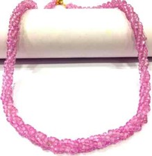 AAAA++QUALITY Rare Pink Sapphire Beads Faceted Rondelle Twister Gemstone Beads. picture