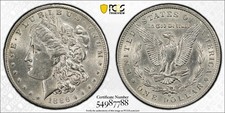1886 O MORGAN SILVER DOLLAR PCGS AU58**** BETTER DATE/JUST GRADED GOLD SHIELD picture
