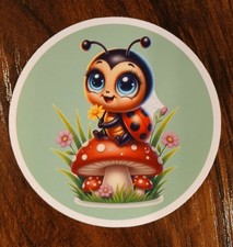 Cute Ladybug Mushroom Vinyl Sticker  picture