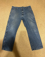 Wrangler Men’s Blue Denim Cargo Jeans Regular Fit Medium Wash Stretch Pockets picture
