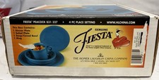 Homer Laughlin Fiesta  4 Piece Dinnerware Place Setting Set Peacock/Blue-Rare picture