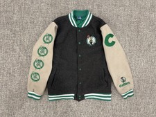 Boston Celtics NBA Ultra Game Varsity Jacket 18-20 Black Green Wool Vintage picture