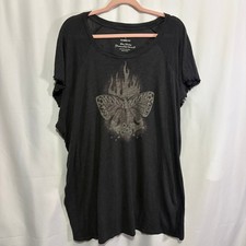 Torrid Classic Fit Tee Black Butterfly Flame Graphic 5 5X Goth Witchy Halloween picture