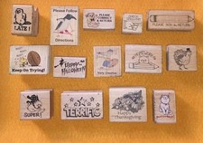 Vintage 1985 1987 Teacher's Wood Stamps 14 Lot 👩🏻‍🏫  picture