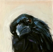 Original Oil Painting Crow Raven Art Black Bird Impressionism Custom Artwork picture