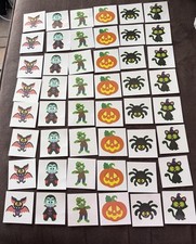 48 Pcs Halloween tattoos  Pumpkin bats cats Spooky trick or treaters party picture