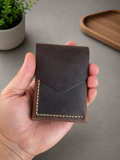 Leather Cash Wallet, Mens Minimalist Front Pocket Wallet, Slim Flap Wallet picture