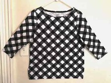 Talbots Tee Womens Blouse X Plus Black White Check Shirt Top 3/4 Sleeve Office picture