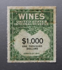 U.S. Scott RE169 Wine 1941 Series $1,000 Used/Staple Holes picture