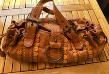 Isabella Fiore Brown Pebbled Studded Drawstring Shoulder Bag Medium Dust Bag picture