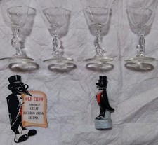 Old Crow Kentucky Bourbon - Set of 4 Cocktail Stemware &Old Crow Memorabilia picture