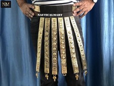 Antique Golden Finished Handmade Roman Style Leather Apron Belt Brass Fittings picture
