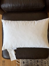 Restoration Hardware White Lumbar Pillow 14x22 Down & Feather Mix Cotton Shell picture