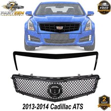 Front Upper Grille & Molding Trim Gloss Black For 2013-2014 Cadillac ATS picture