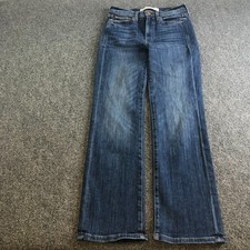 Ayr The Pop Jeans Women 26 26x27 Blue Straight Mid Rise Stretch Denim Made USA picture