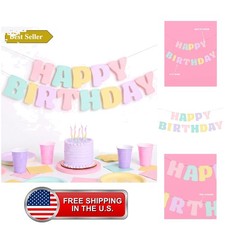 Pastel Happy Birthday Banner - Piece | Rainbow Bday Party Decorations, Cute B... picture