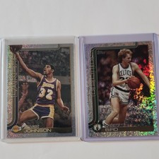 Topps 2024-25 Chrome NBA 2-Card Lot Magic Johnson Lakers + Larry Bird Celtics picture
