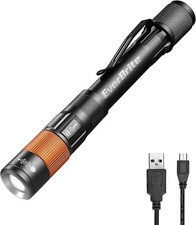 EverBrite Black/Gray Rechargeable Pen Light Zoomable Water Resistant Aluminum US picture