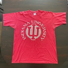 Vintage Indiana University Hoosiers T-Shirt XL Red Single Stitch Made in USA IU picture