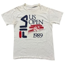 Vintage 1989 US Open Fila Tennis T-Shirt Sports Tee 80s Single Stitch Sz M picture