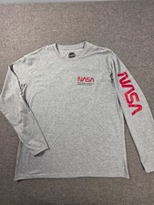 NASA Space Shuttle Graphic T-Shirt Mens XL Gray Long Sleeve Crew Neck Pullover picture