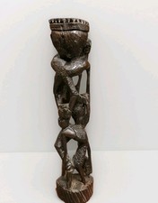 Antique Hand Carved Ebonized Wood Makonde Ujamma Life Sculpture from Tanzan 11
